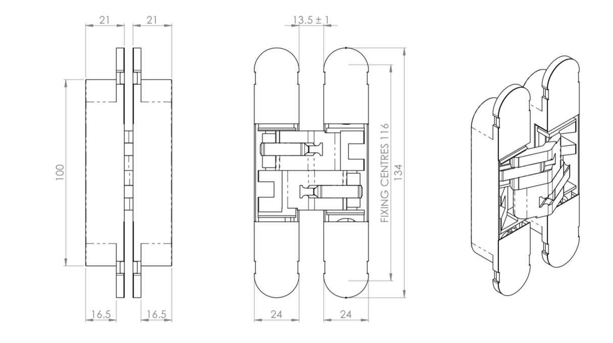 Ceam Antique Satin Bronze 134mm 3D Concealed Hinge 1130 | CI001130BRS00