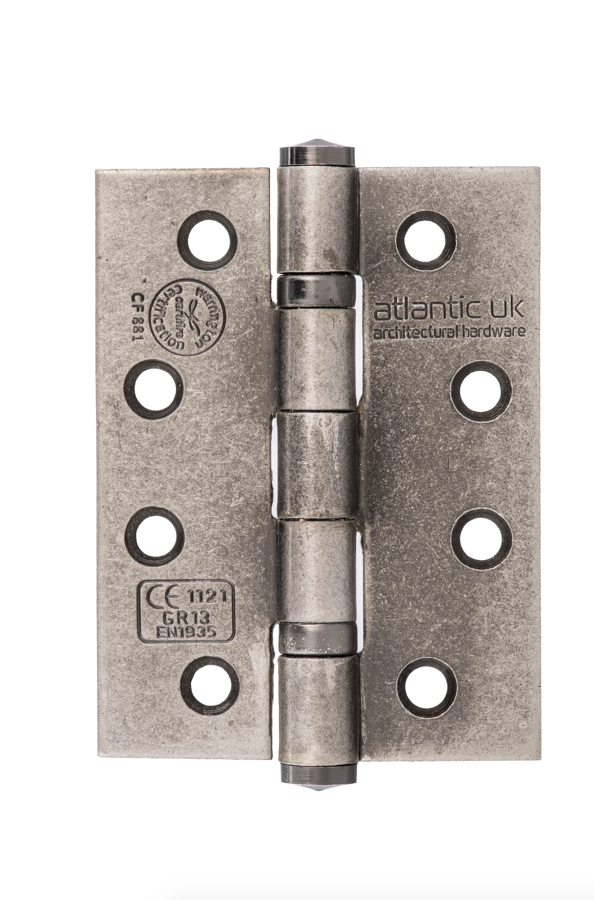 Pair 102mm (4") Distressed Silver Ball Bearing Fire Grade Hinge | AH1433DS