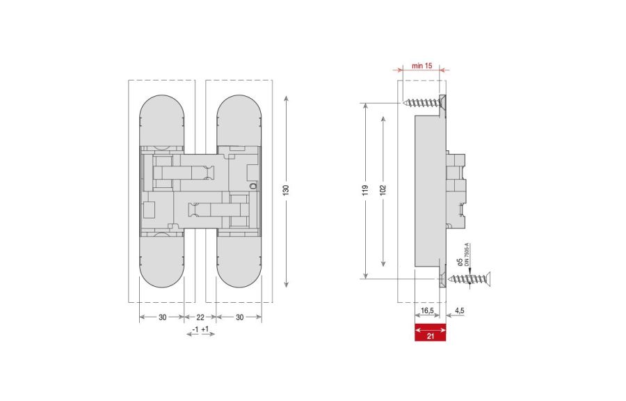 Ceam Matt Nickel 130mm 3D Concealed Hinge 1230 | CI001230NNE00