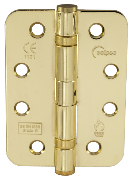 Eclipse Polished Brass 102mm (4") Grade 11 Radius Steel BB Hinges | 14106