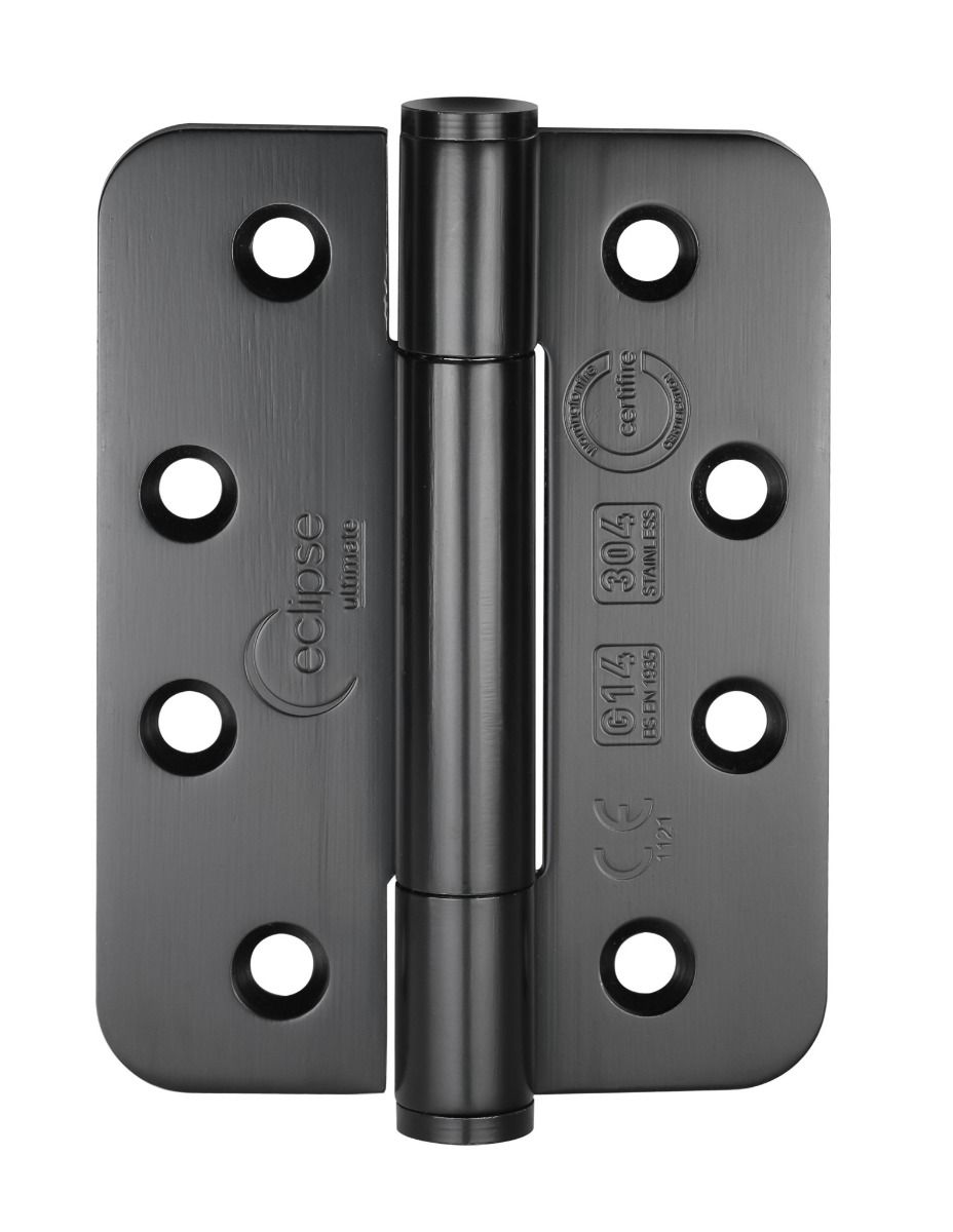Eclipse Matt Black 102mm 4" Grade 14 Radius BB Hinges | 14334 BLK