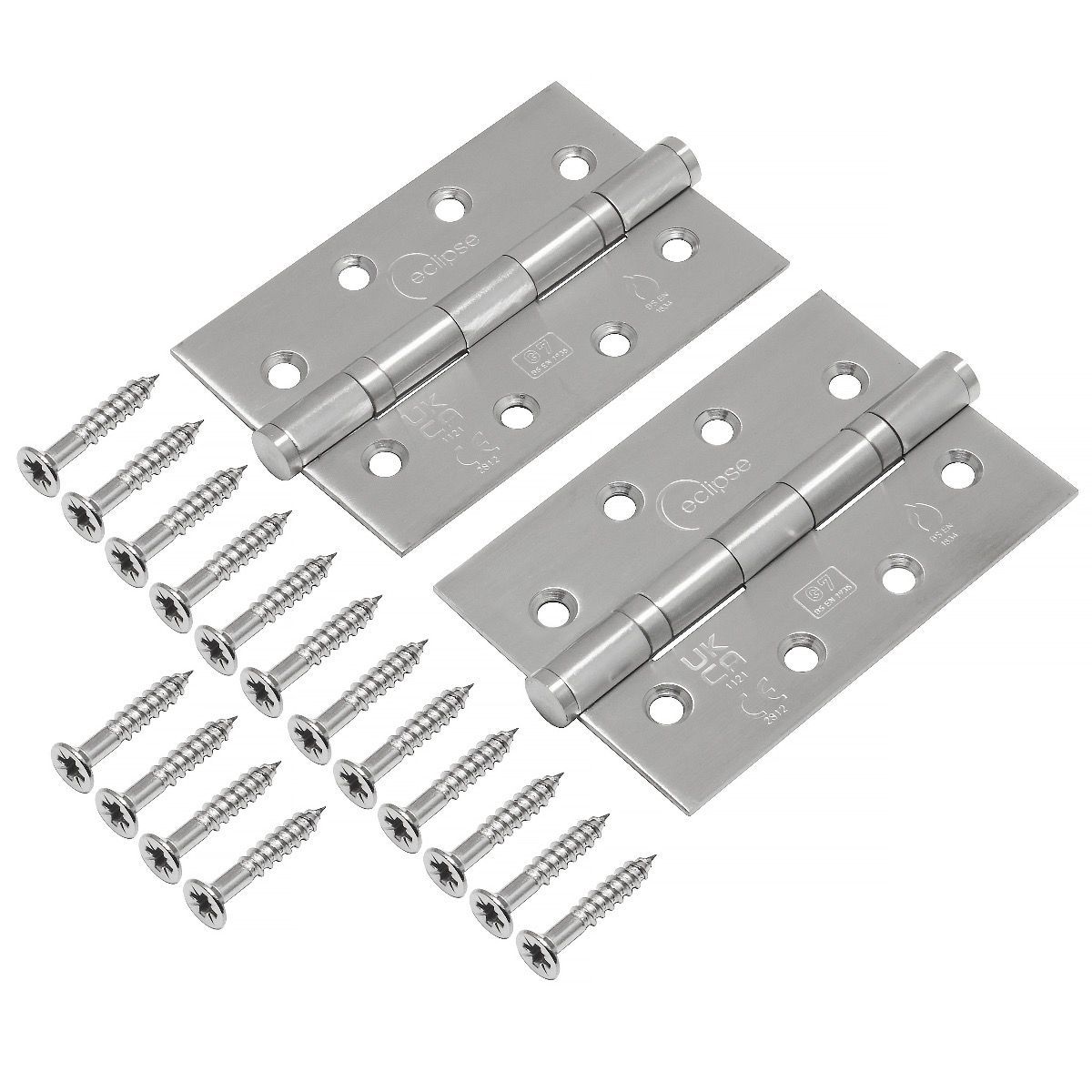 Eclipse Satin SS 102mm (4" ) Grade 7 Slim Knuckle BB Hinges | 14341
