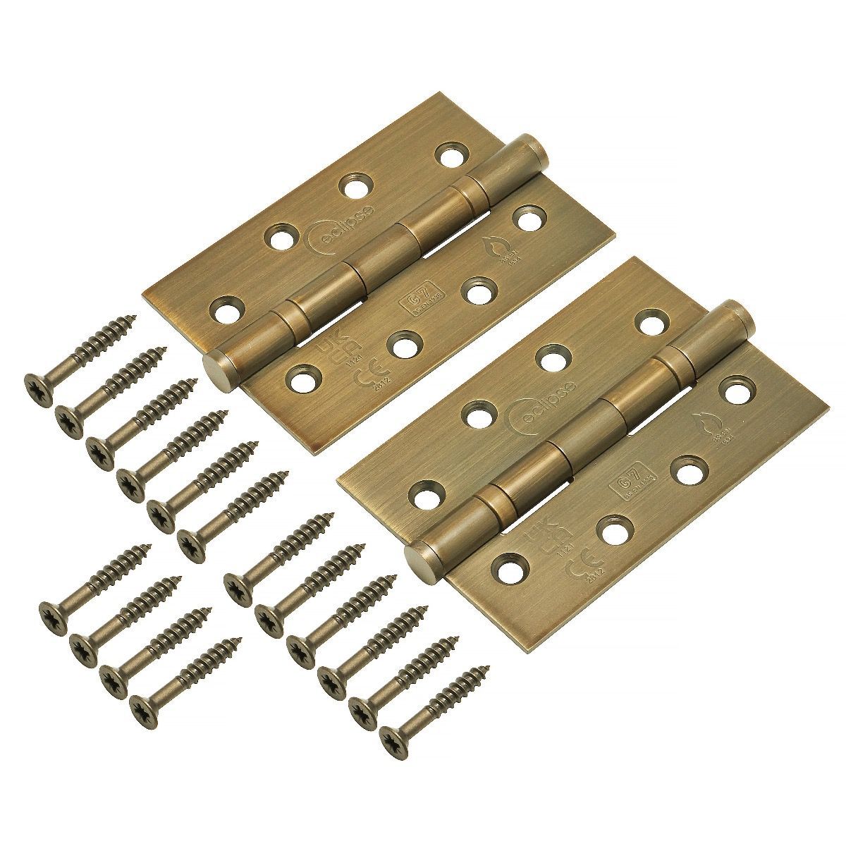 Eclipse Antique Brass 102mm (4" ) Grade 7 Slim Knuckle BB Hinges | 14341MAB