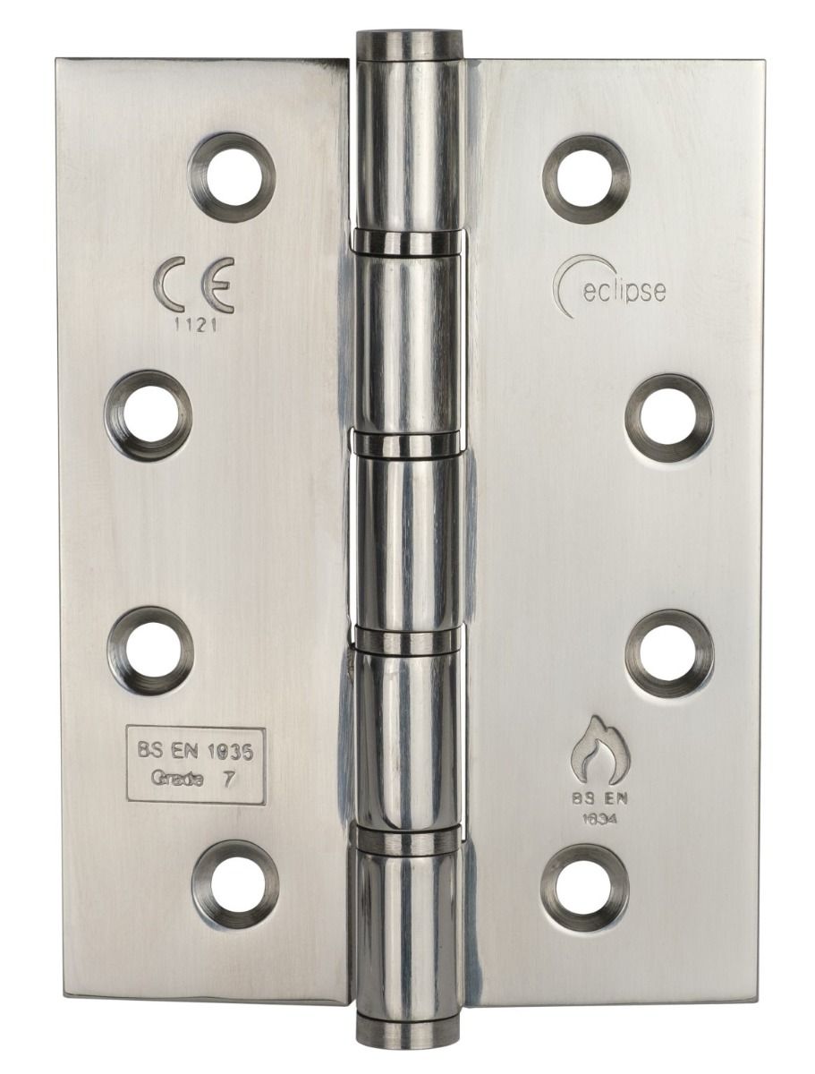 Eclipse Pair Polished Stainless 102mm (4" ) Grade 7 Slim Knuckle Washered Hinges | 14848