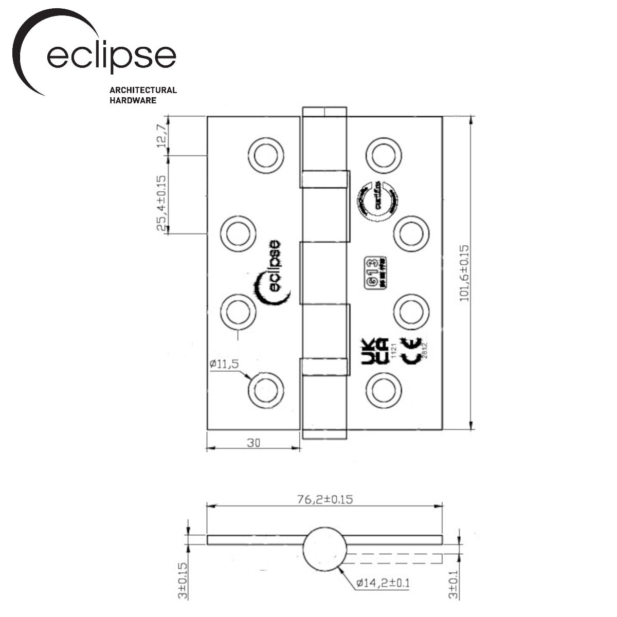 Eclipse Dark Bronze 102mm 4" Grade 13 BB Hinges | 14854DBZ