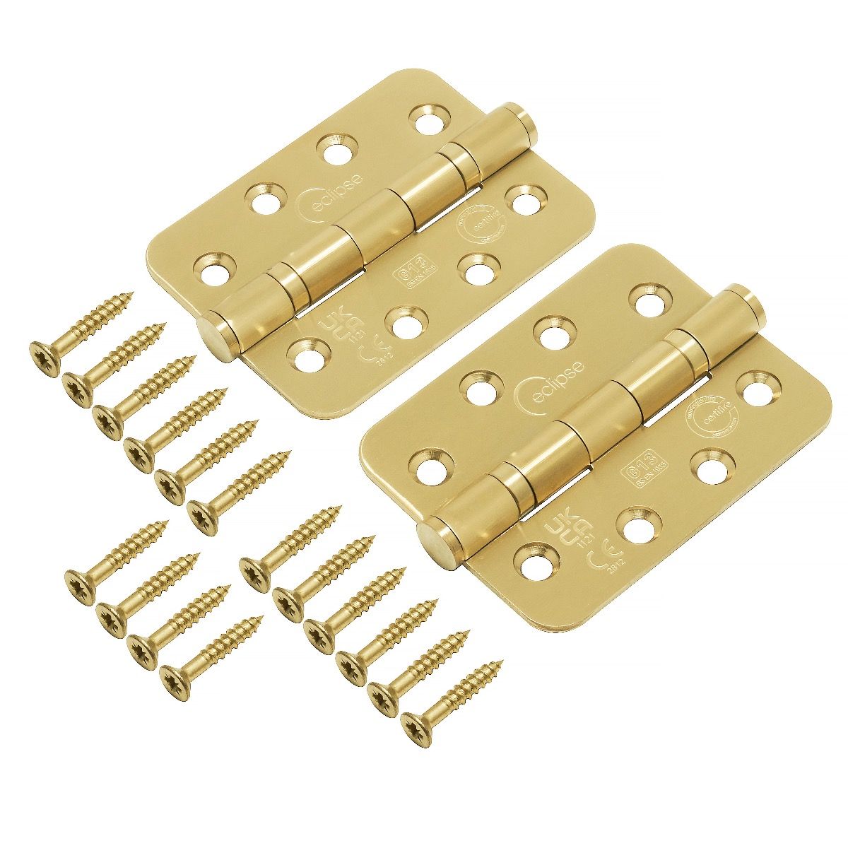 Eclipse Satin Brass 102mm 4" Grade 13 Radius BB Hinges | 14869SBP