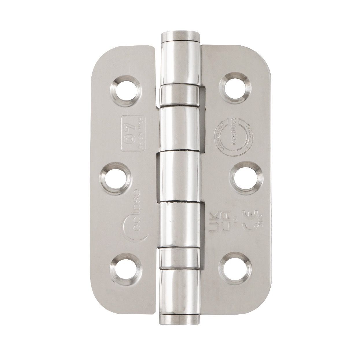 Eclipse Polished Stainless Steel 76mm Grade 7 Radius BB Hinges | 14906