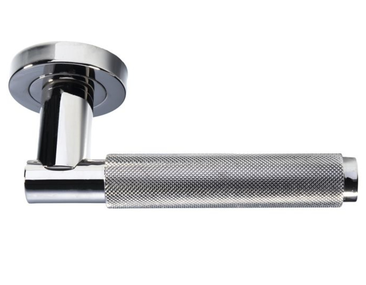 Polished Nickel Varese Knurled Lever on Round Rose | EUL050PN