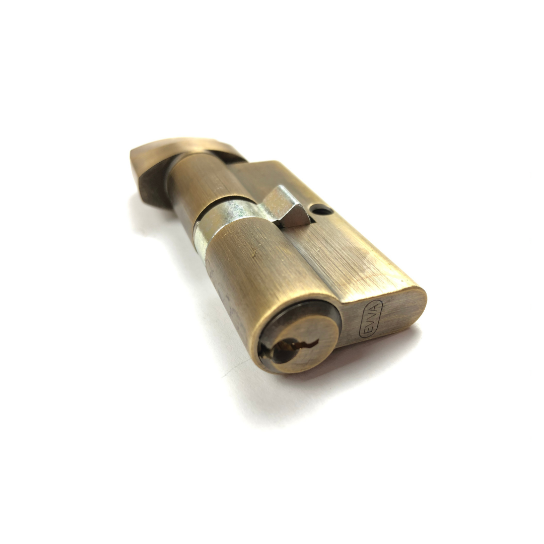 Evva 62mm A5 Antique Brass Euro Cylinder & Turn 31/T31 | A5ECT3131AB