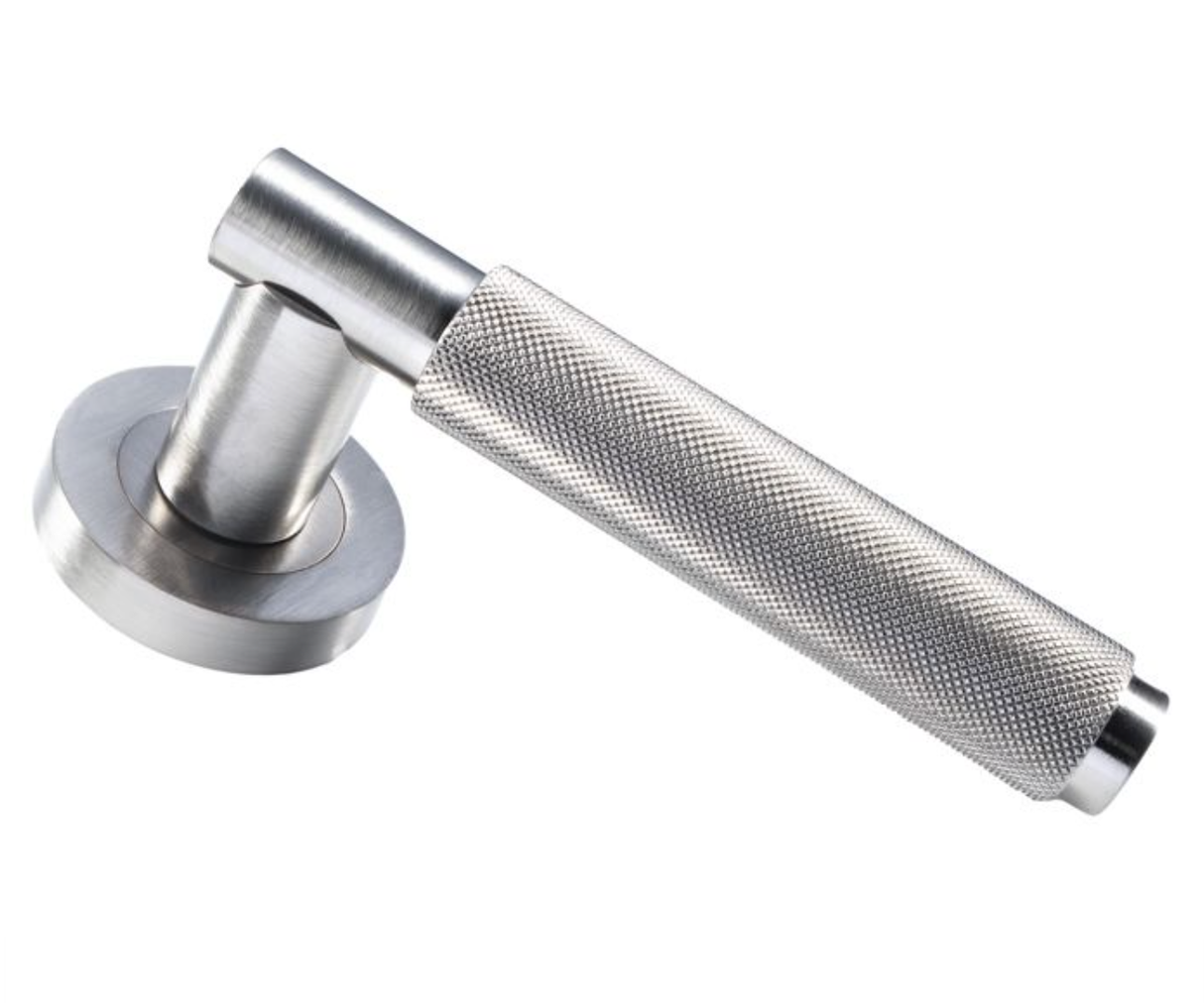 Satin Nickel Varese Knurled Lever on Round Rose | EUL050SN