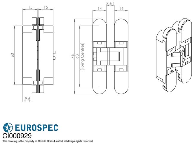 Ceam Bronzed Cabinet 3D Concealed Hinge 929 | CI000929BRO00
