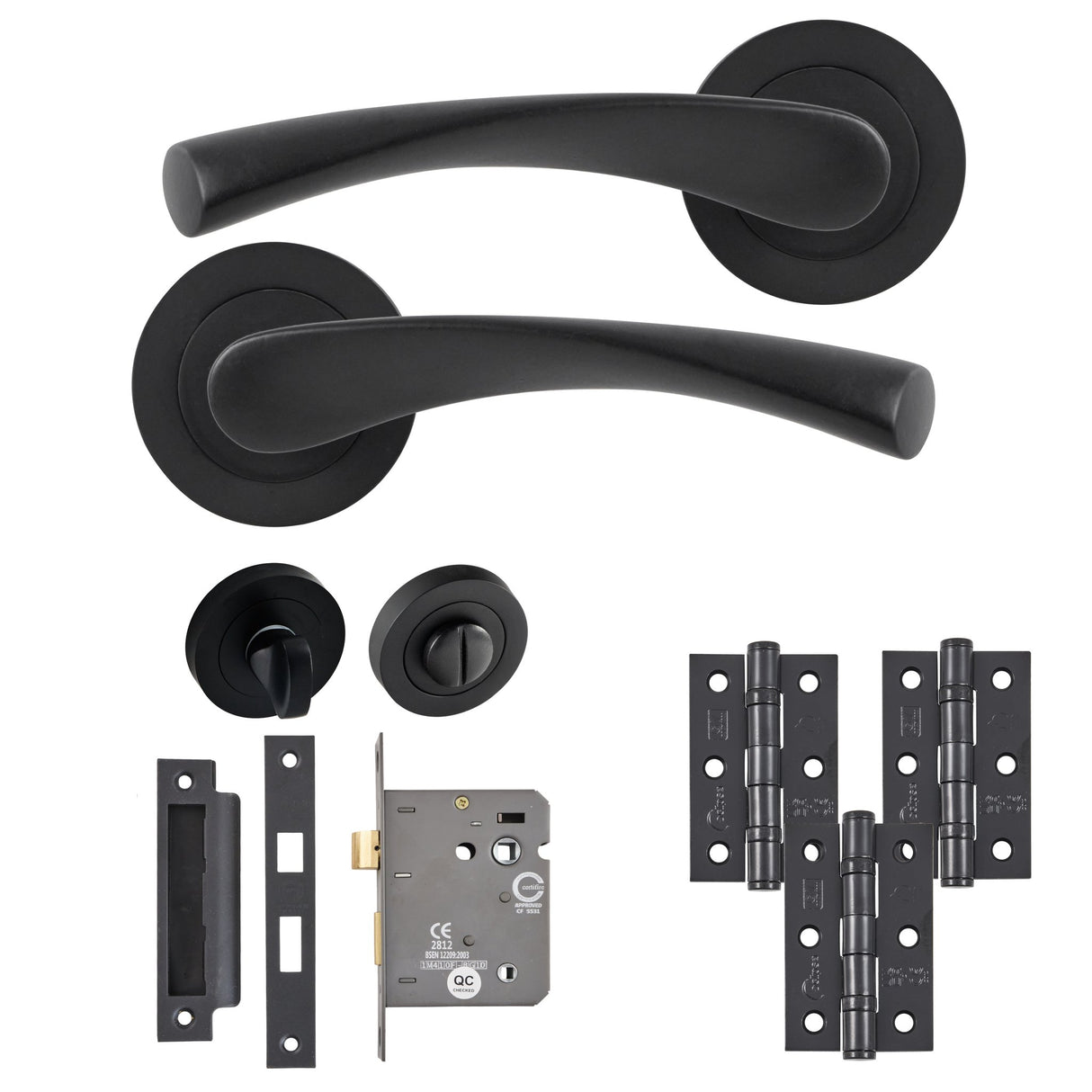 Eclipse Freestyle Matt Black Monza Bathroom Door Pack | 76x51mm (3") Hinge | 22112
