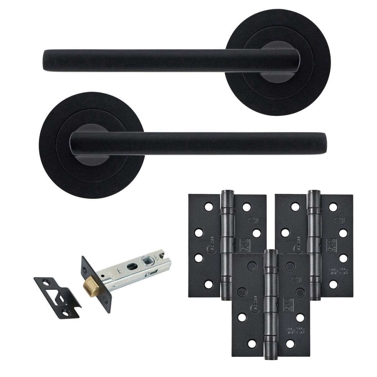 Eclipse Freestyle Matt Black Auriga Latch Door Pack | 102x76mm (4") Hinge | 22242