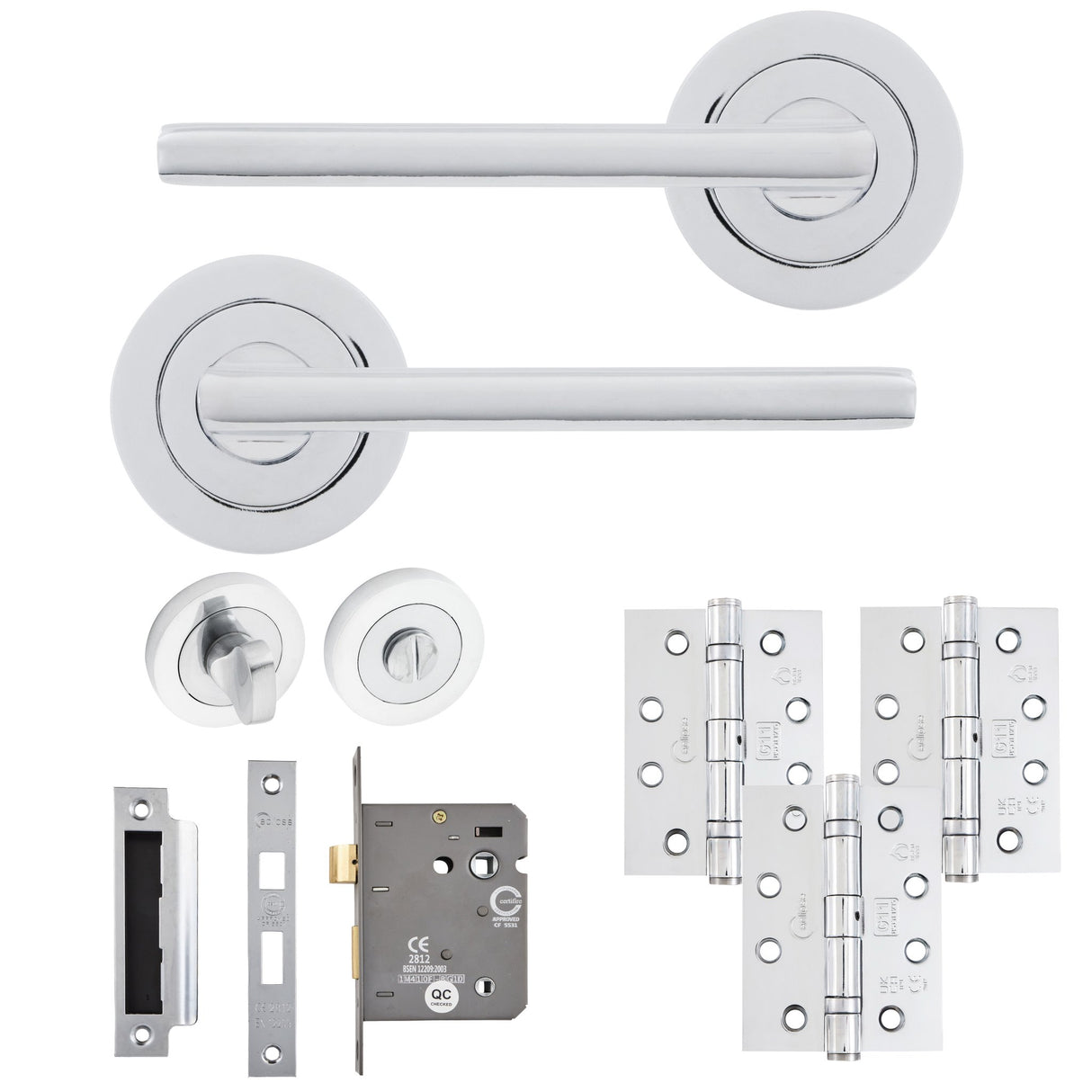 Eclipse Freestyle Polished Chrome Auriga Bathroom Door Pack | 102x76mm (4") Hinge | 22251