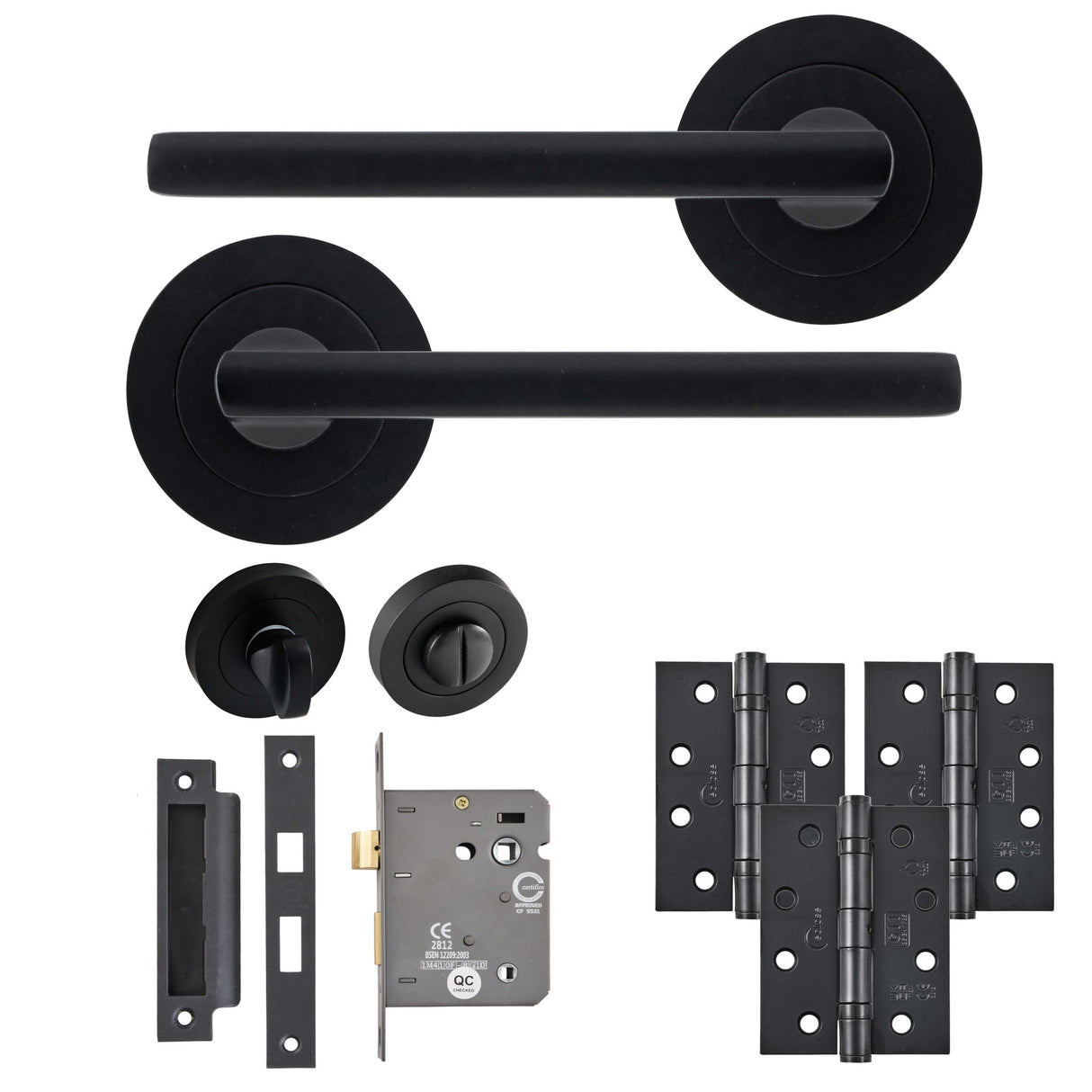 Eclipse Freestyle Matt Black Auriga Bathroom Door Pack | 102x76mm (4") Hinge | 22252