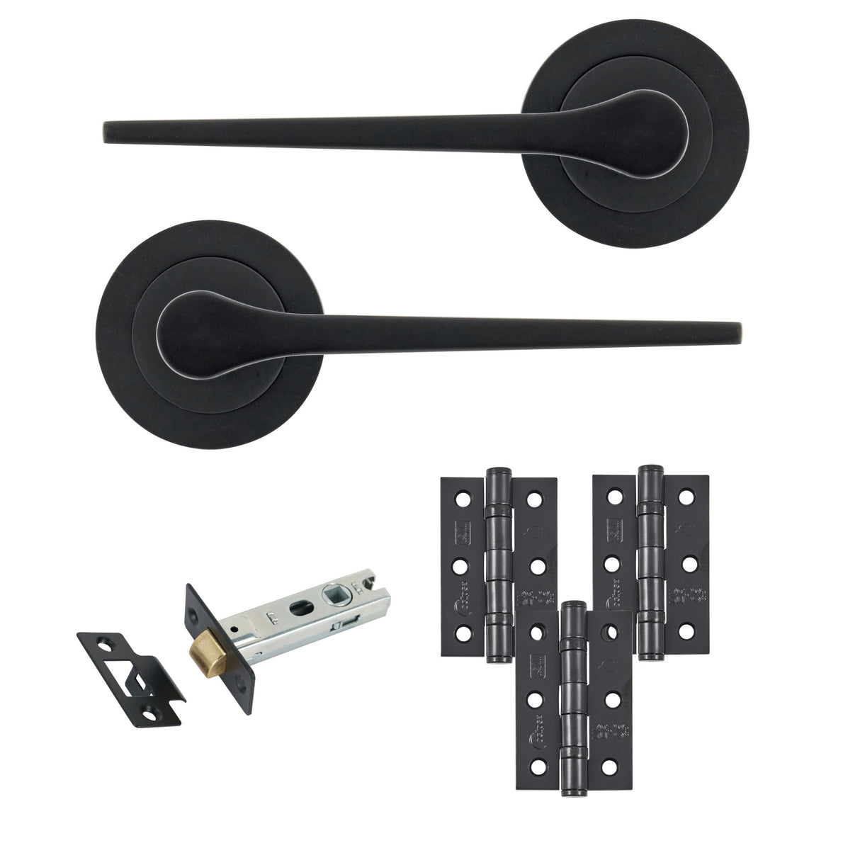 Eclipse Freestyle Matt Black Monte Latch Door Pack | 76x51mm (3") Hinge | 22302