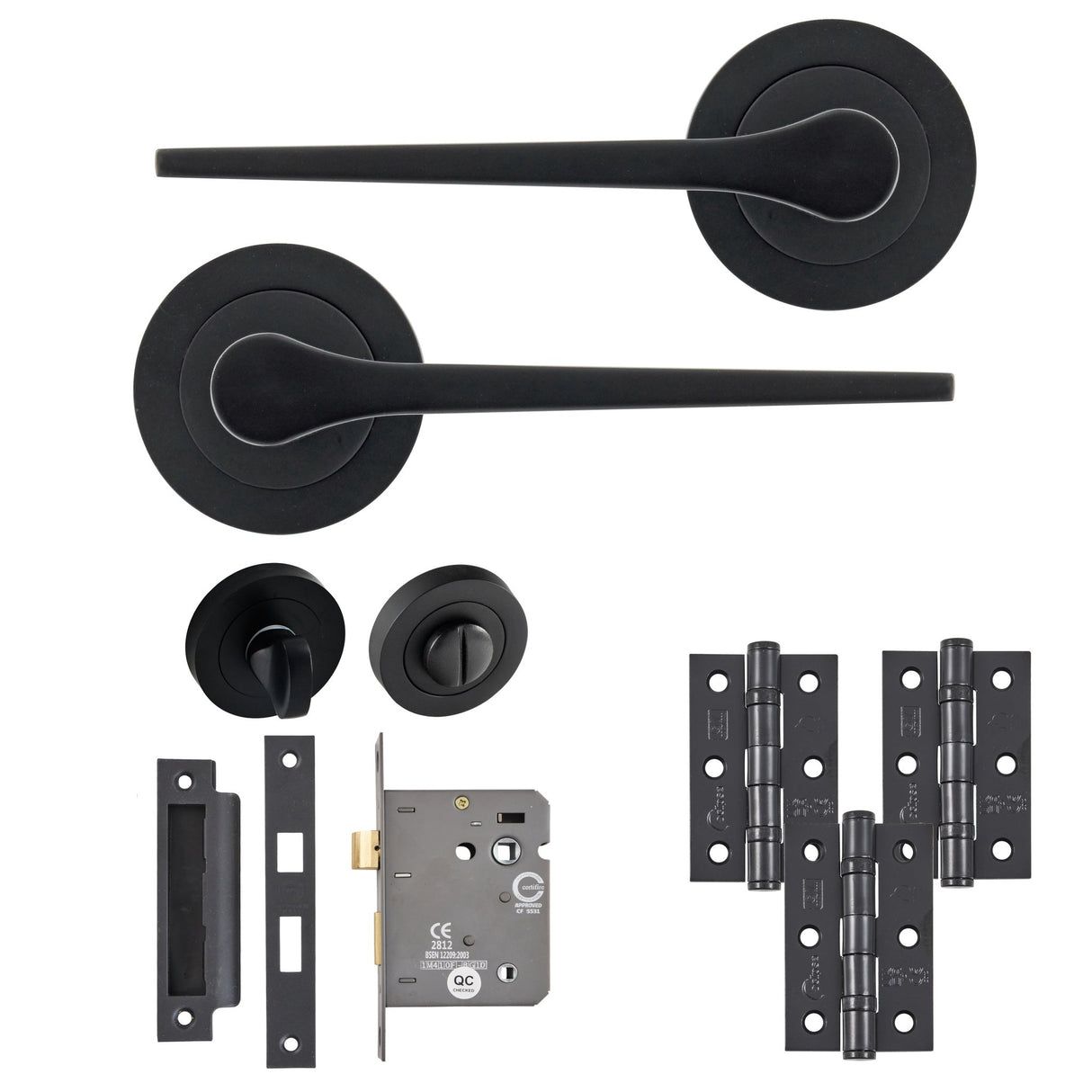 Eclipse Freestyle Matt Black Monte Bathroom Door Pack | 76x51mm (3") Hinge | 22312