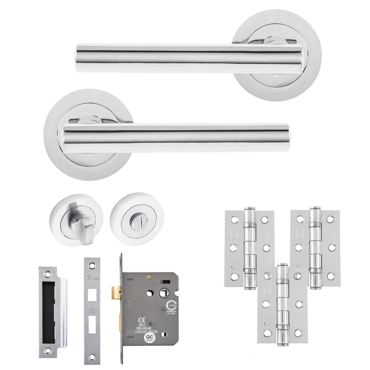 Eclipse Freestyle Polished Chrome Corvette Bathroom Door Pack | 76x51mm (3") Hinge | 22411