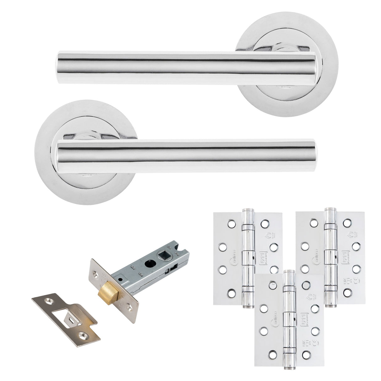 Eclipse Freestyle Polished Chrome Corvette Latch Door Pack | 102x76mm (4") Hinge | 22441