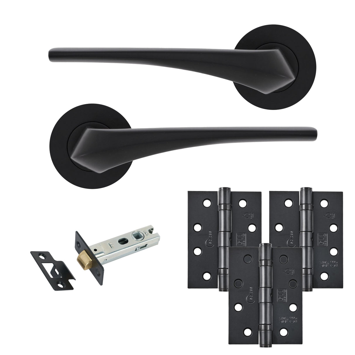 Eclipse Insignia Matt Black Lanza Latch Door Pack | 102x76mm (4") Hinge | 22942