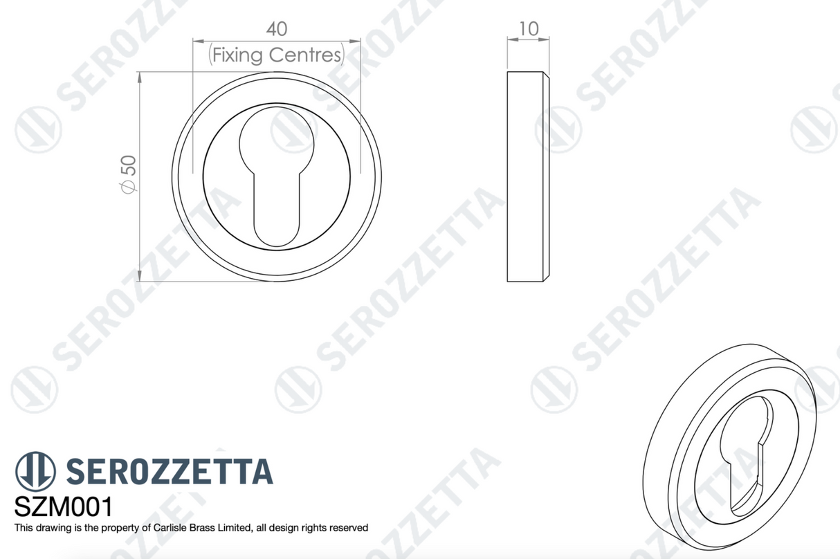 Serozetta Satin Brass 51mm Euro Profile Round Key Escutcheon | SZM001SB