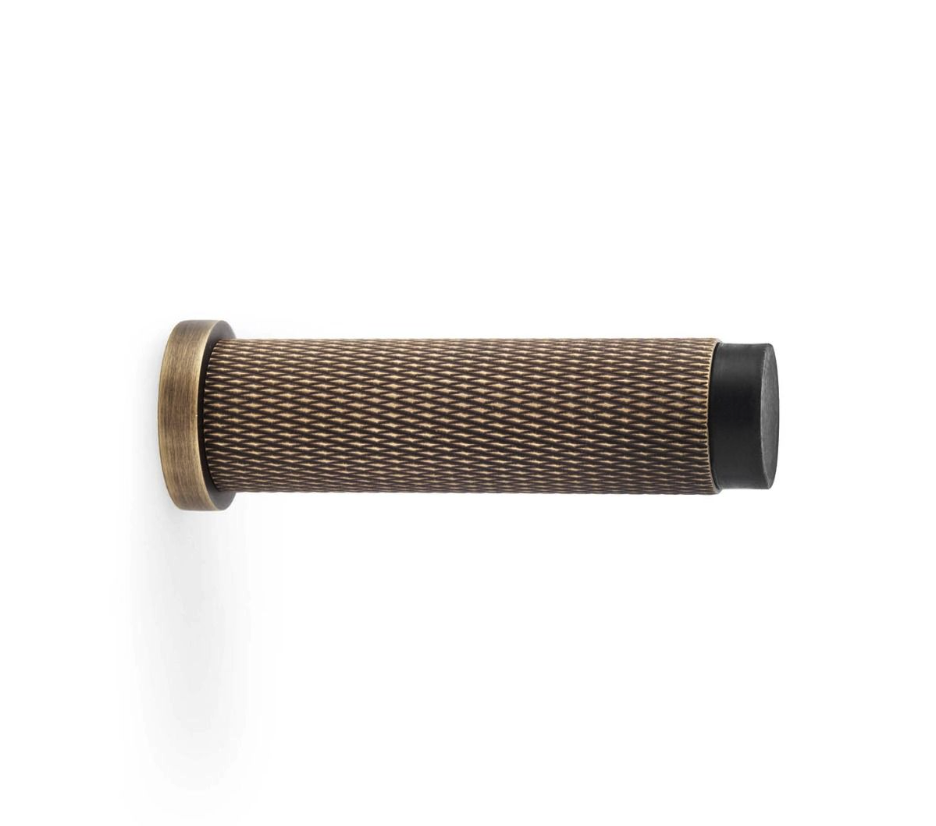 Antique Brass 75mm Knurled Projection Door Stop | AW600-75-AB