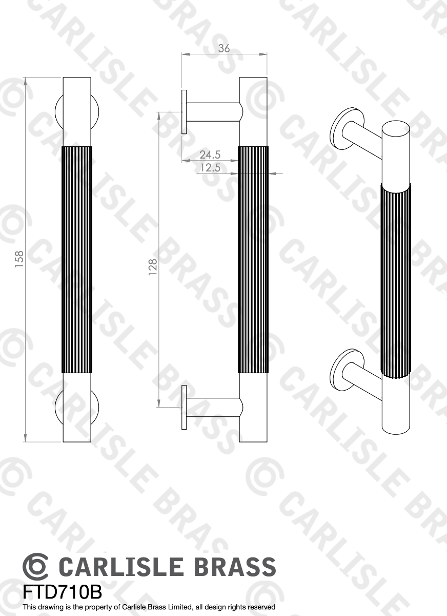 Satin Brass 158mm Lines Pull Handle | FTD710BSB