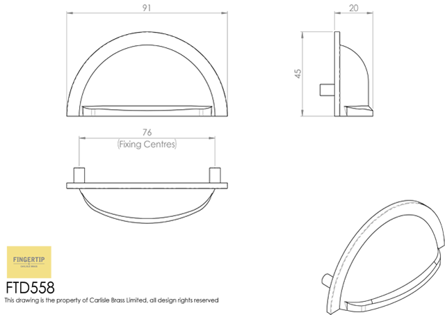 Gun Metal 76mm Oxford Cup Pull | FTD558GM