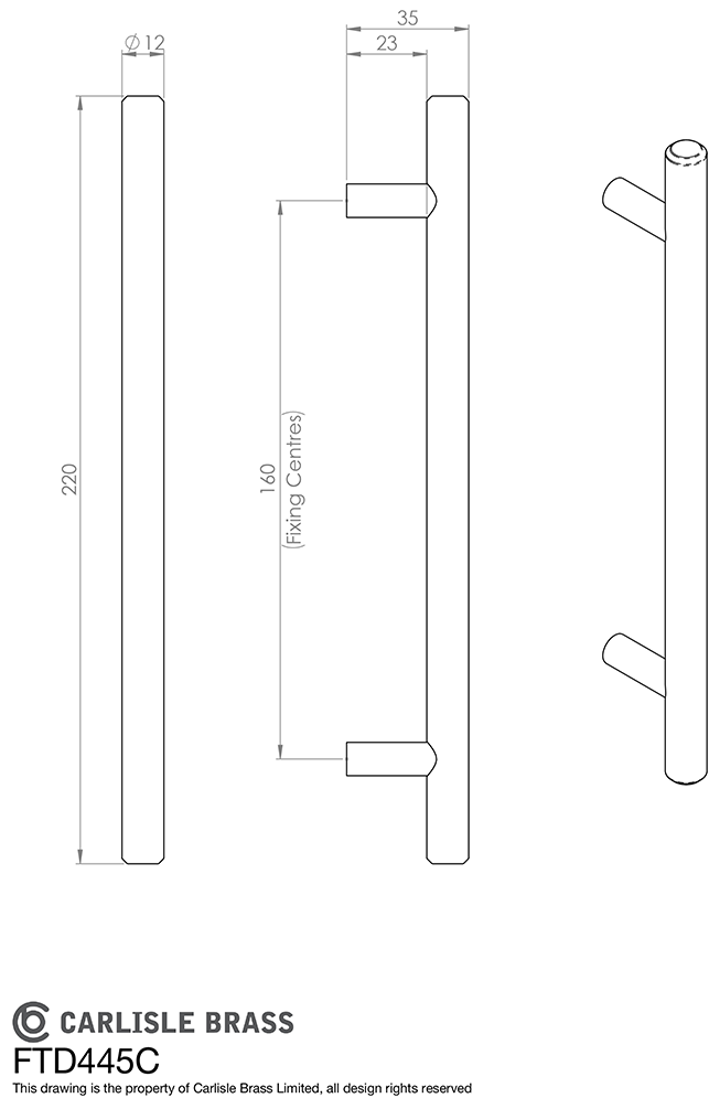 Antique Brass 160mm T Bar Cabinet Handle | FTD445CAB