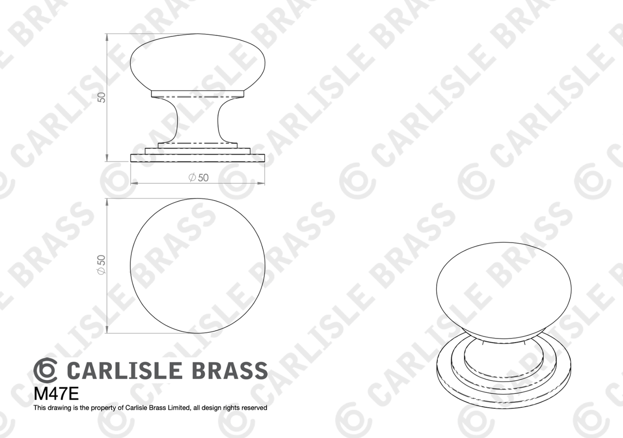 Satin Brass 50mm Victorian Cupboard Knob | M47ESB