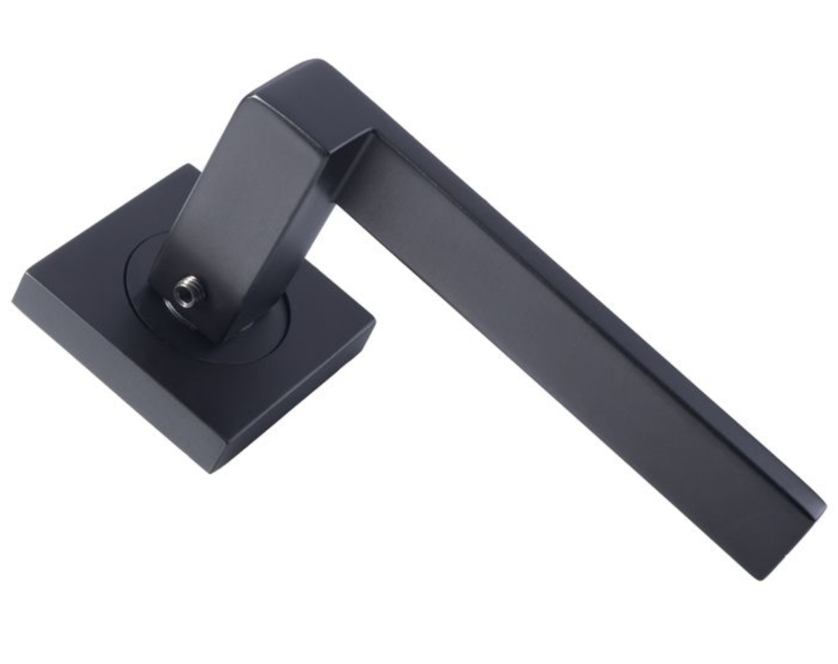 Set Serozzetta Matt Black Serozzetta Equi Lever on square rose | SZM370MB