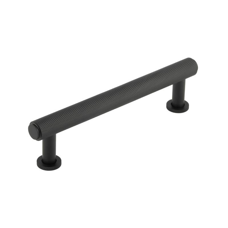 Burlington 128mm Matt Black Knurled Piccadilly Cabinet Handle | BUR411MB