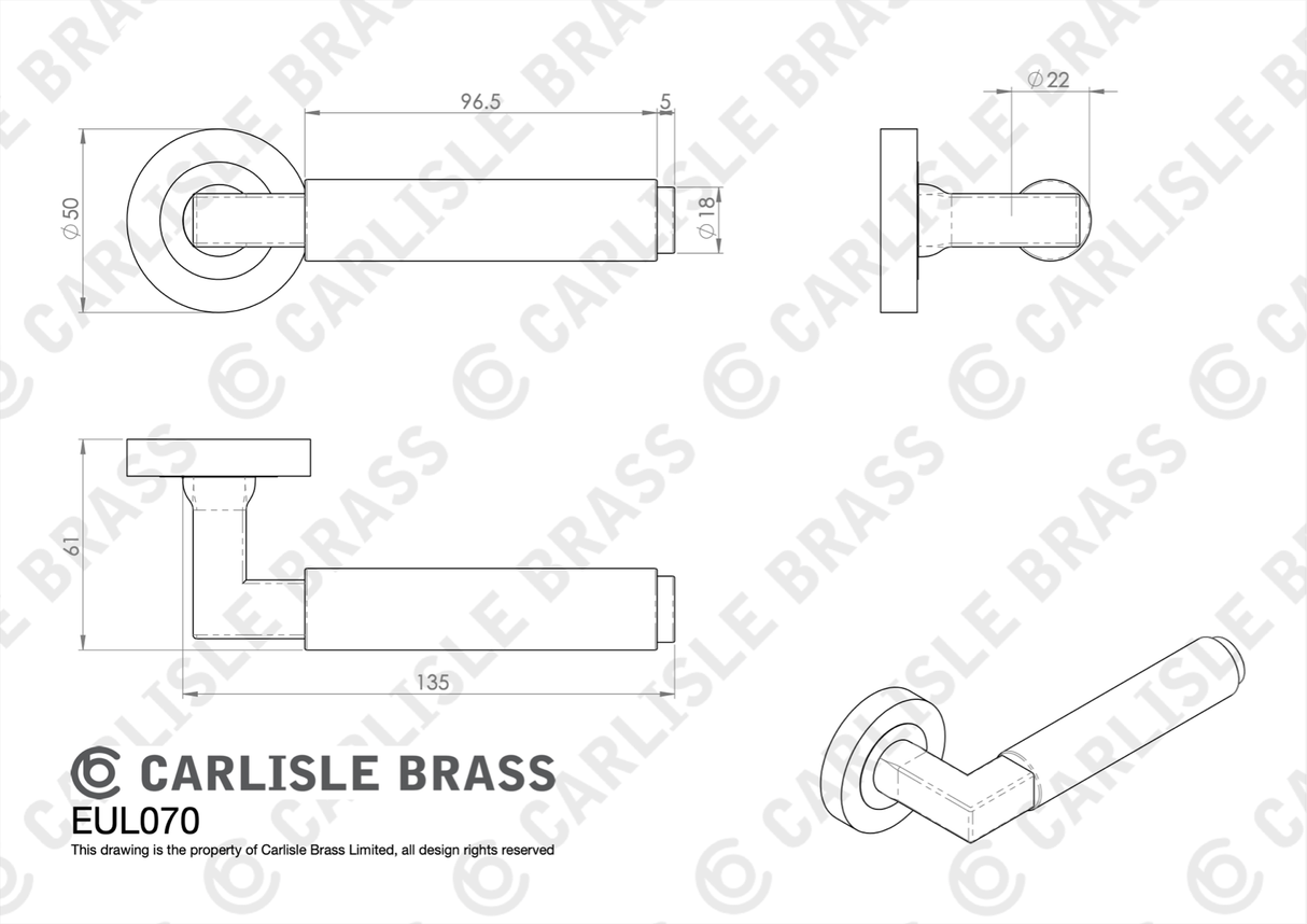 Satin Brass Masano Lever on Round Rose | EUL070SB