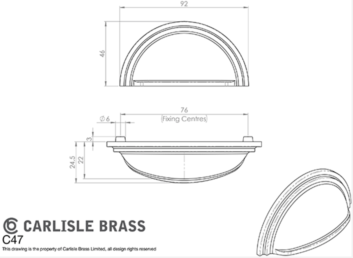 Satin Brass 76mm Victorian Cup Pull | C47SB