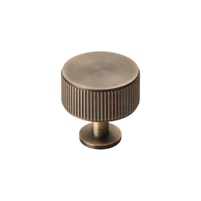 Antique Brass 35mm Lines Cupboard Knob | FTD713AB
