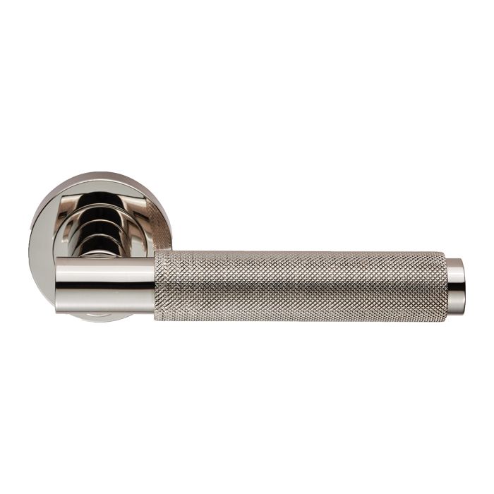 Polished Nickel Varese Knurled Lever on Round Rose | EUL050PN