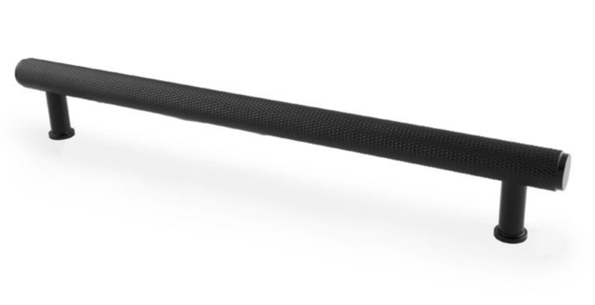 A&W Crispin Matt Black Knurled T Bar Pull Handle c/c 224mm