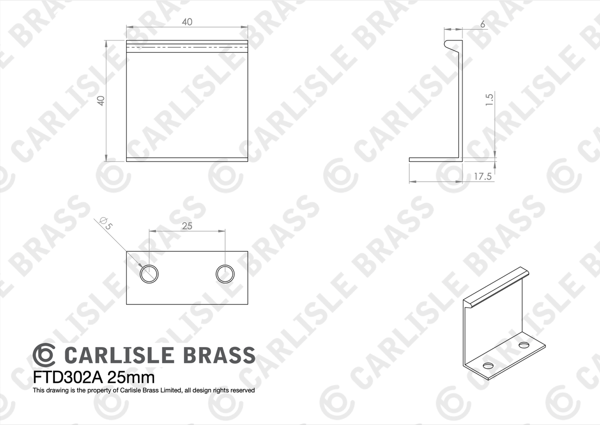 Satin Brass 40mm Squared Edge Pull | FTD302ASB