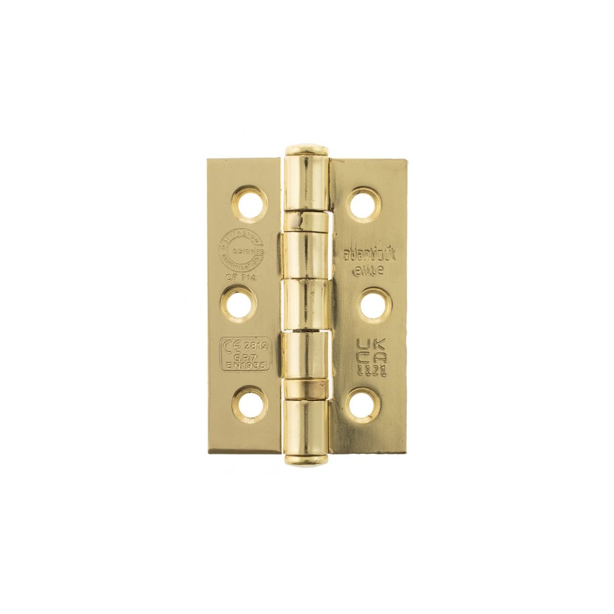 Pair 75mm (3") Polished Brass CE Ball Butt Hinge | A2H322PB