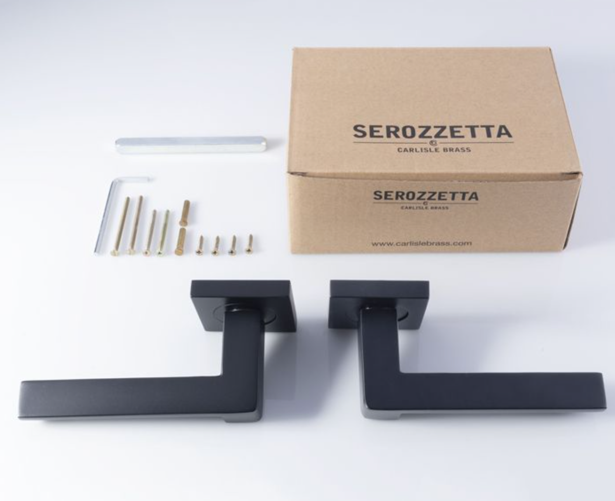 Set Serozzetta Matt Black Serozzetta Equi Lever on square rose | SZM370MB