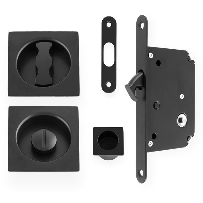 AW Black Square Sliding Door Locking Kit | AW111RBL