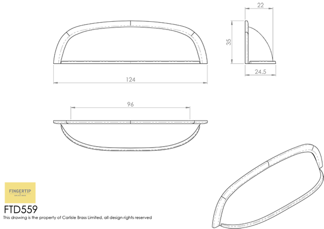 Polished Chrome 96mm Modern Shaker Cup Pull | FTD559CP