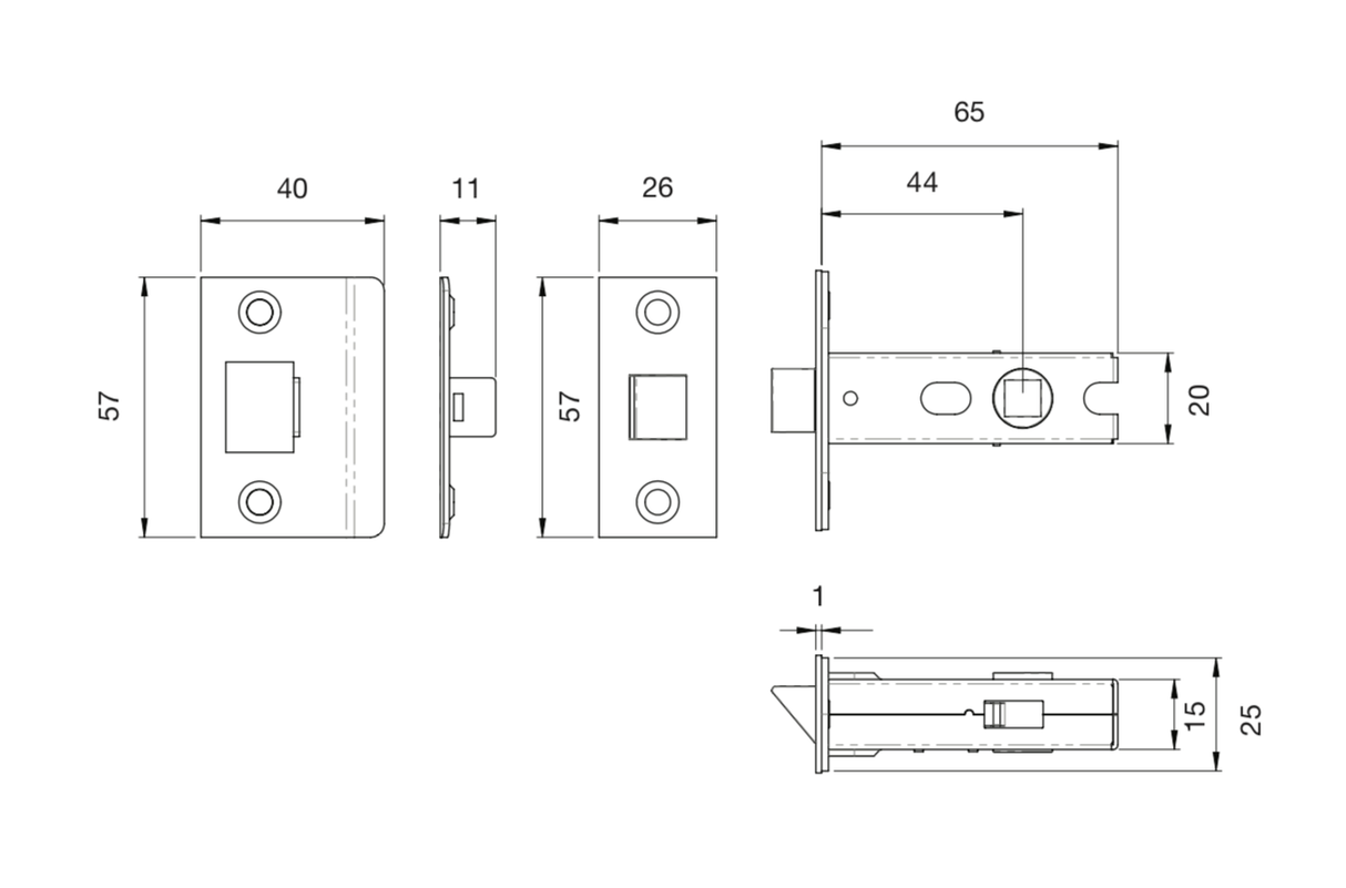 64mm Satin Nickel Tubular Mortice Latch | BTL25SN