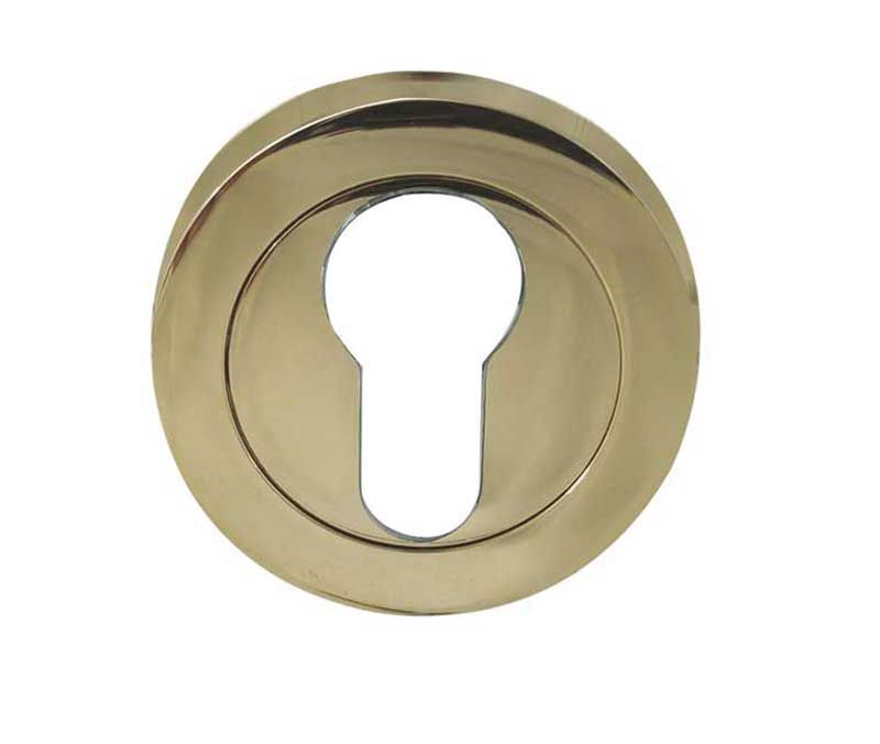 Jedo Polished PVD Brass 50mm Euro Escutcheon | JV503EPVD