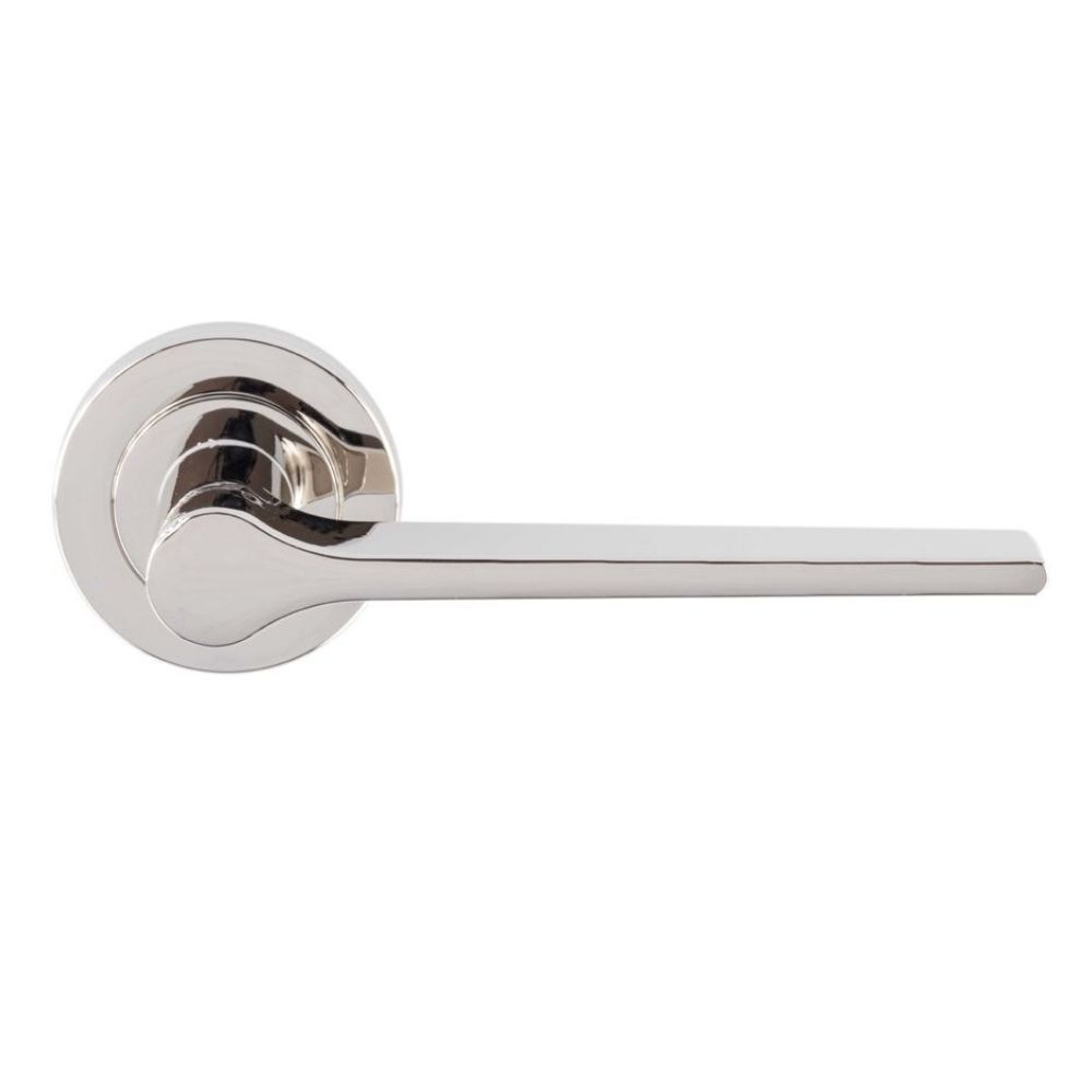 Polished Nickel Velino Lever Handle on Round Rose | EUL020PN