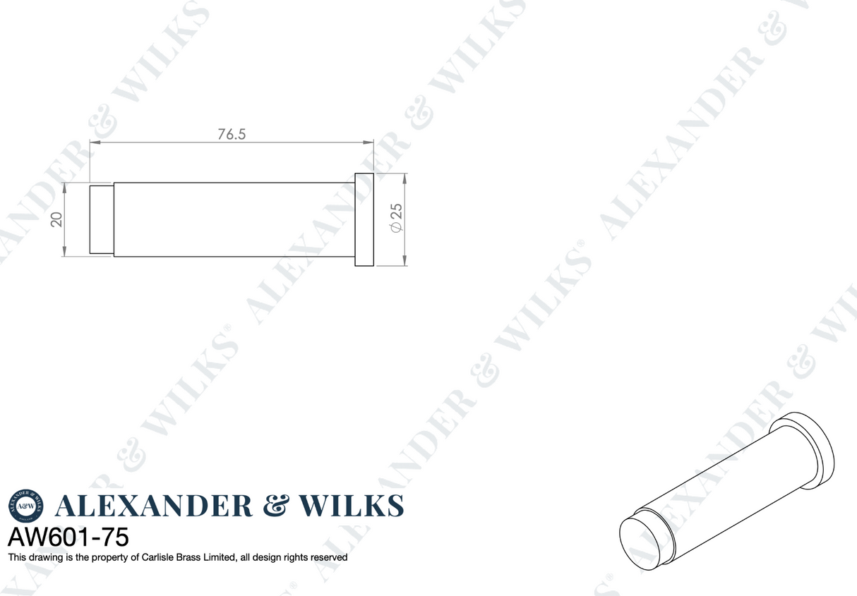 Dark Bronze PVD 75mm Knurled Projection Door Stop | AW600-75-DBZPVD