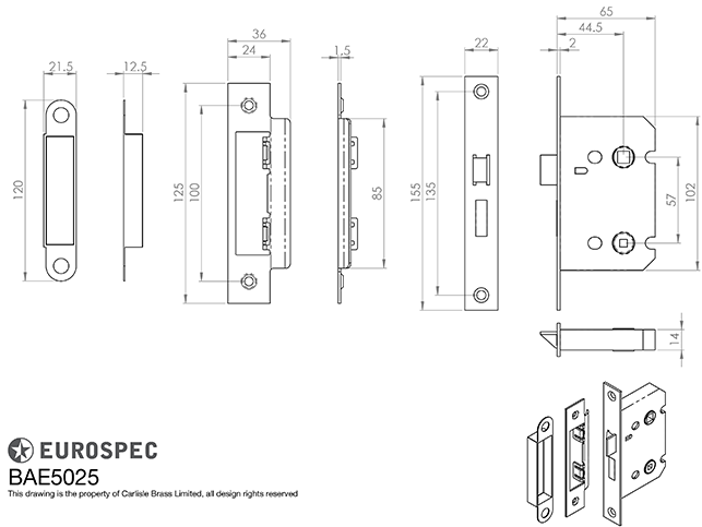 76mm Matt Bronze Easi T Bathroom Lock | BAE5030MBRZ