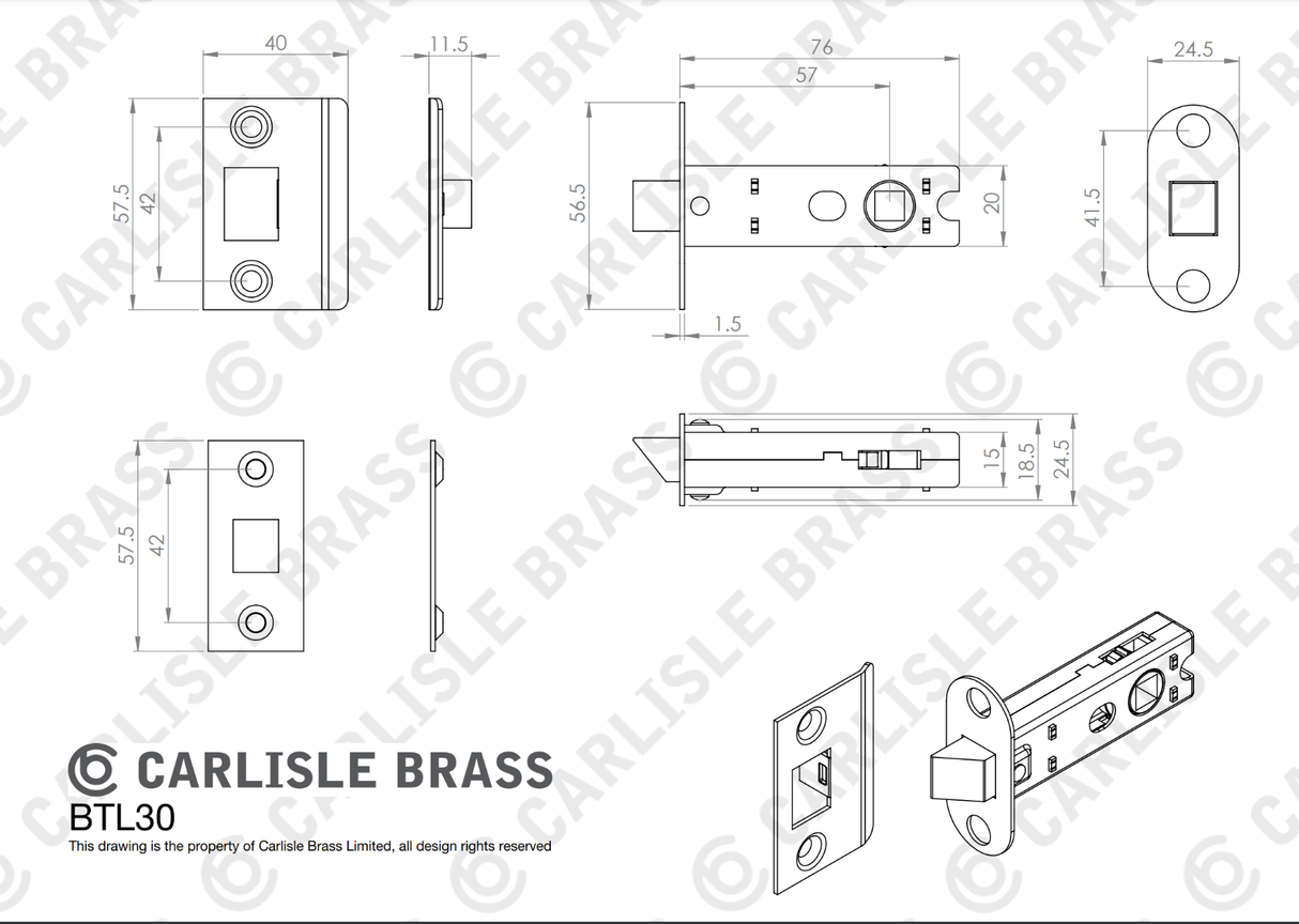 76mm Satin Stainless Steel Tubular Mortice Latch | BTL30SSS