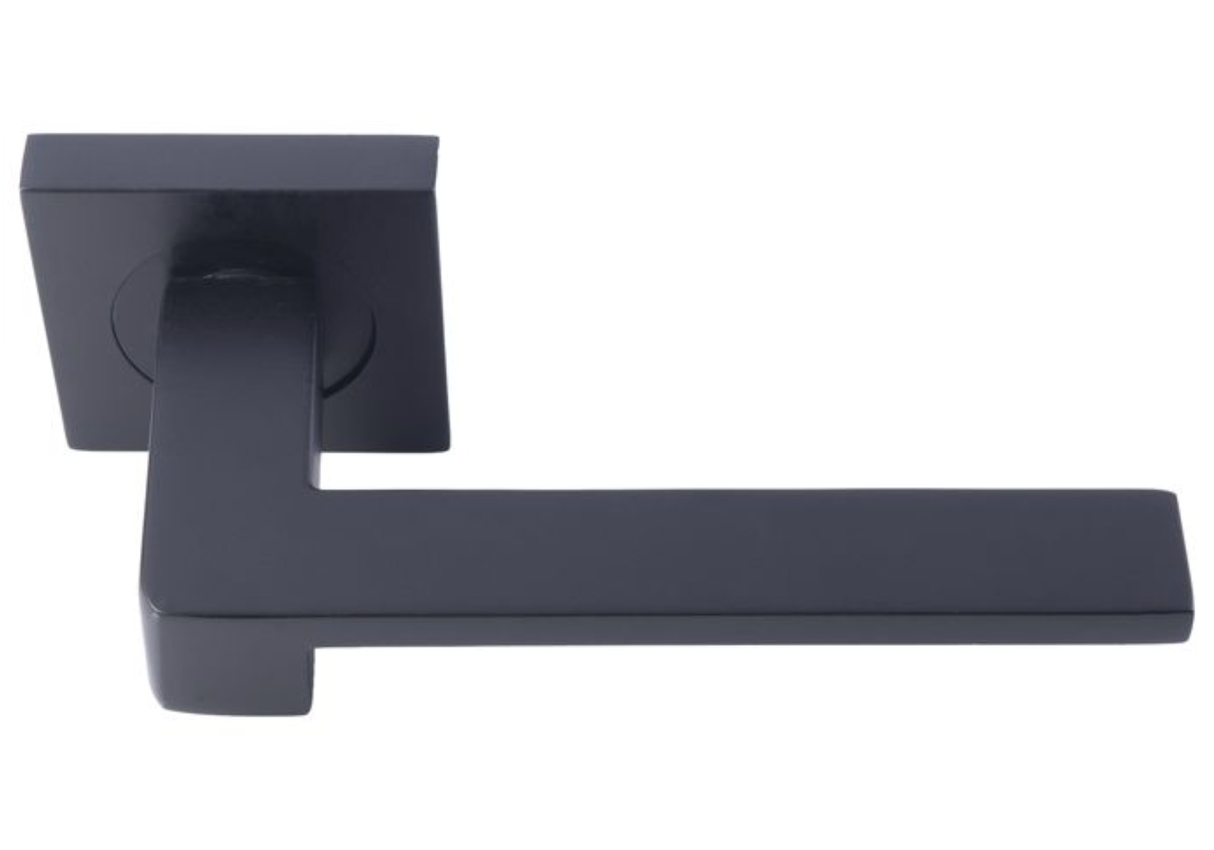 Set Serozzetta Matt Black Serozzetta Equi Lever on square rose | SZM370MB