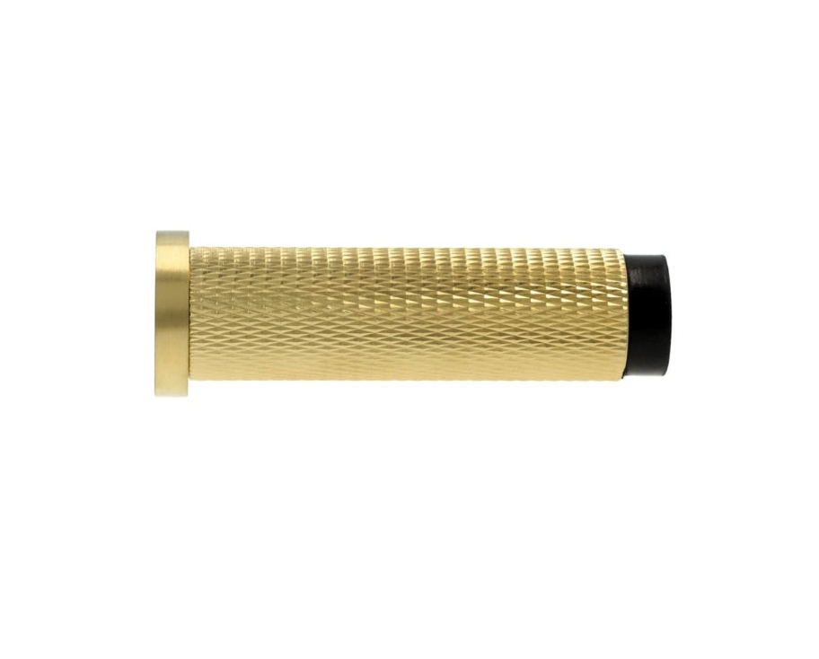 Satin Brass PVD 75mm Knurled Projection Door Stop | AW600-75-SBPVD